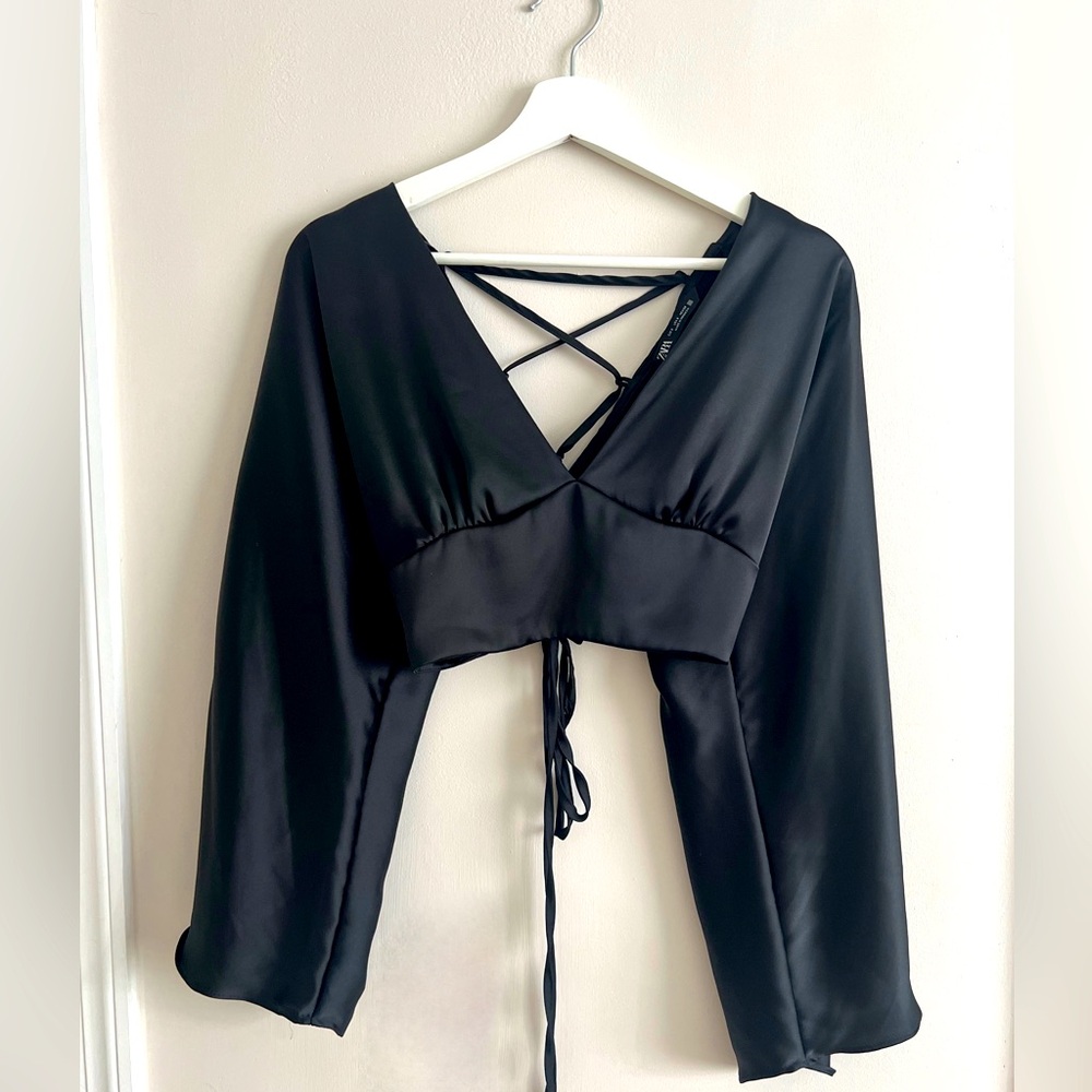 Zara Satin Silk Top with Adjustable Back Ties